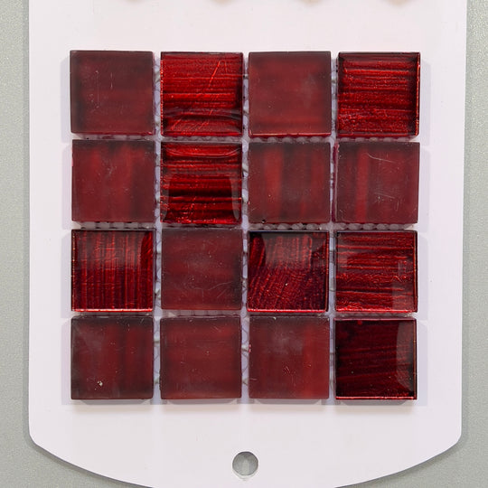 Red glass square mosaic - cjp302