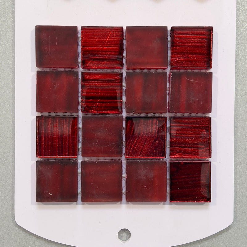 Red glass square mosaic - cjp302