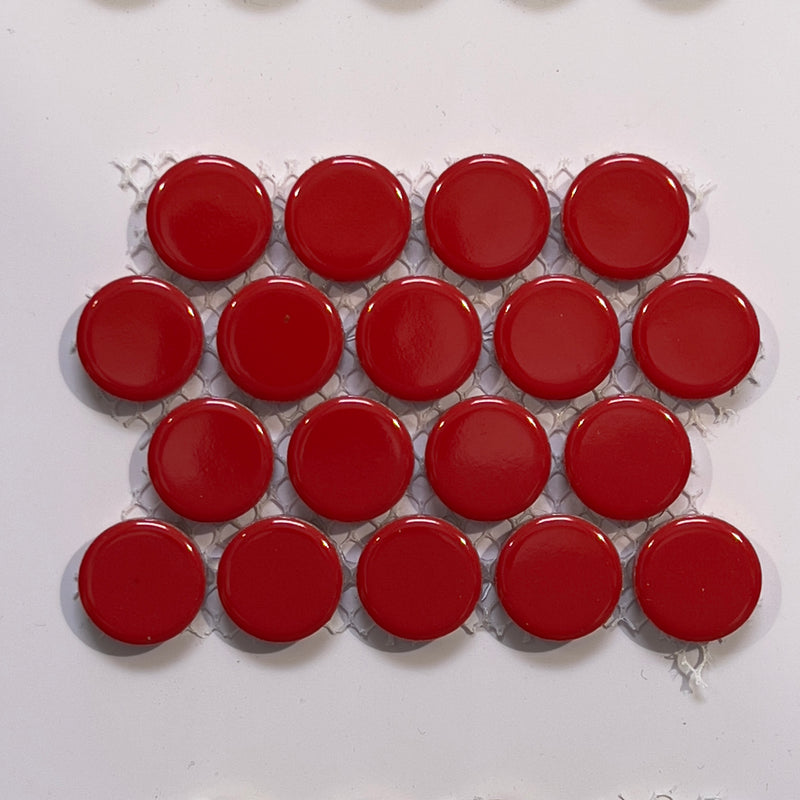 Red porcelain penny round mosaic/pool tile - corb017rdg