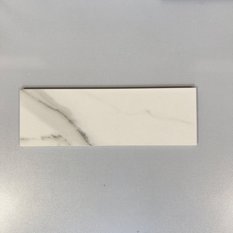 White (4x12) marble look porcelain subway tile - ostrgri-n