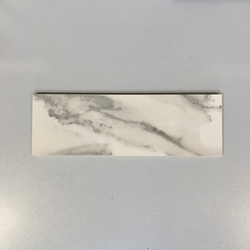 White (4x12) marble look porcelain subway tile - ostrgri-p