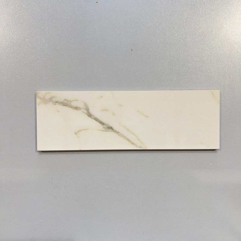 White (4x12) marble look porcelain subway tile - ostroro-p