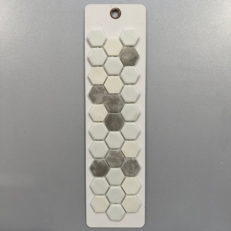 White and Grey Concrete Look Glass Hexagon Mosaic/Pool Tile - pkr1402