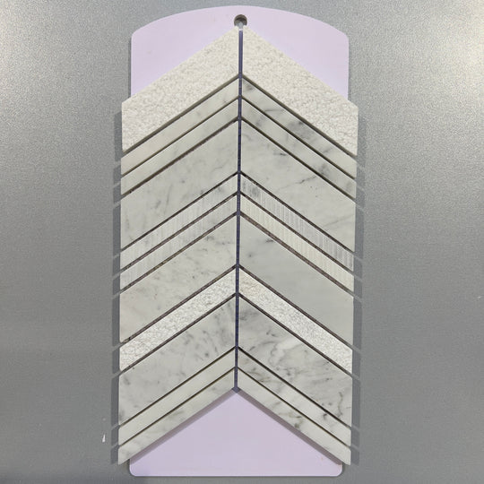 White deco marble chevron mosaic - cbl07ca