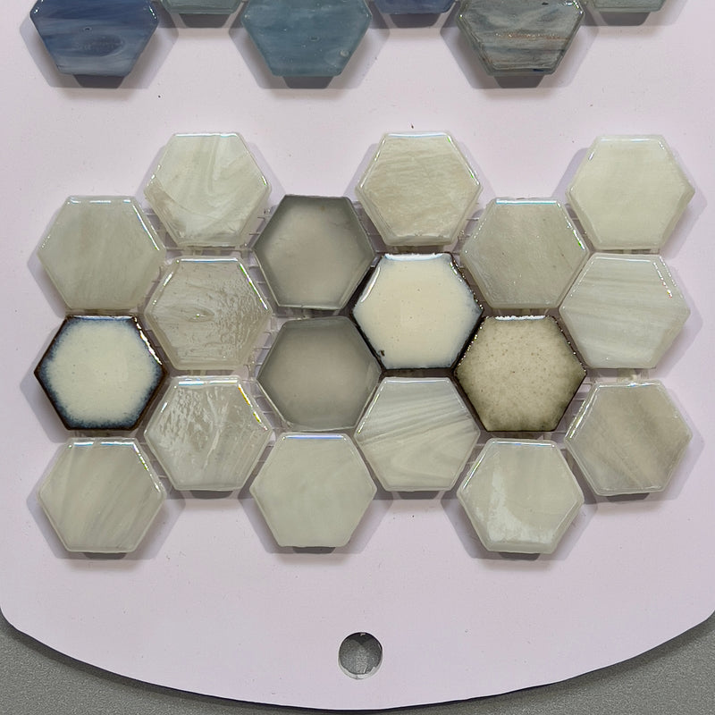White glass hexagon mosaic - cahx03