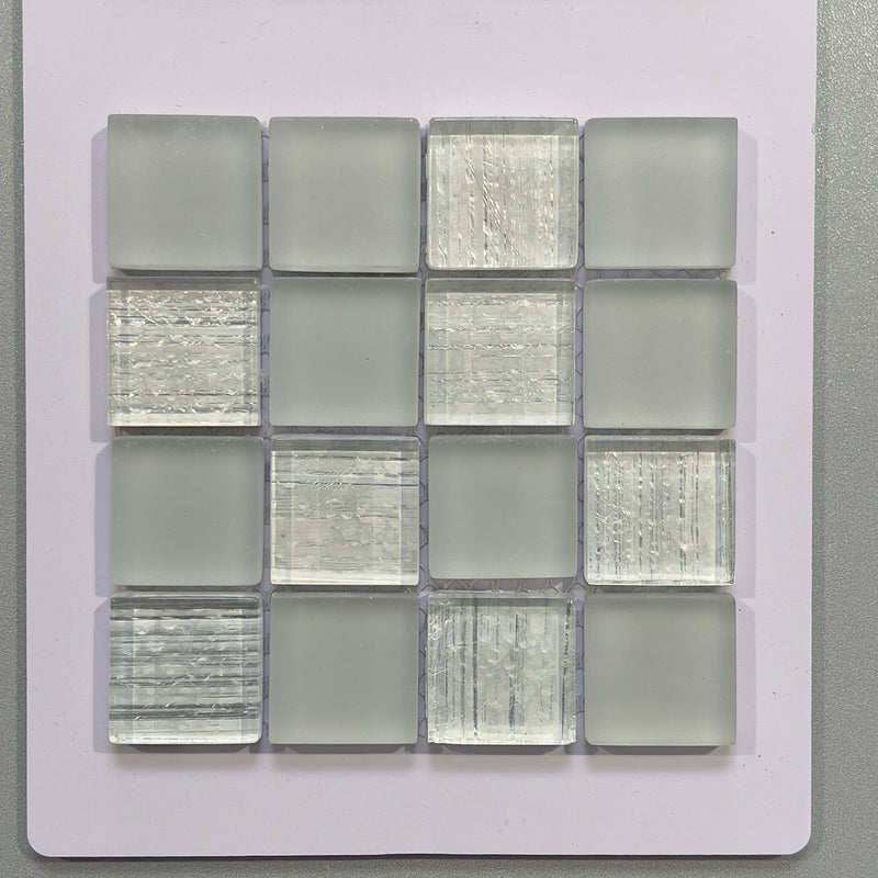 White glass square mosaic - cjp311