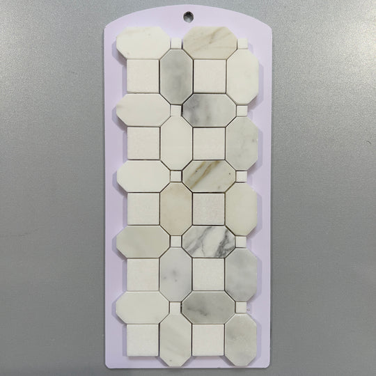 White marble abstract mosaic - ctscb39