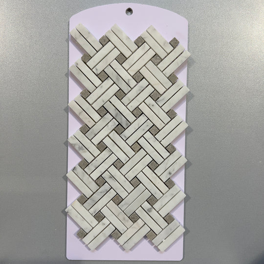 White marble basketweave mosaic - ckbb05