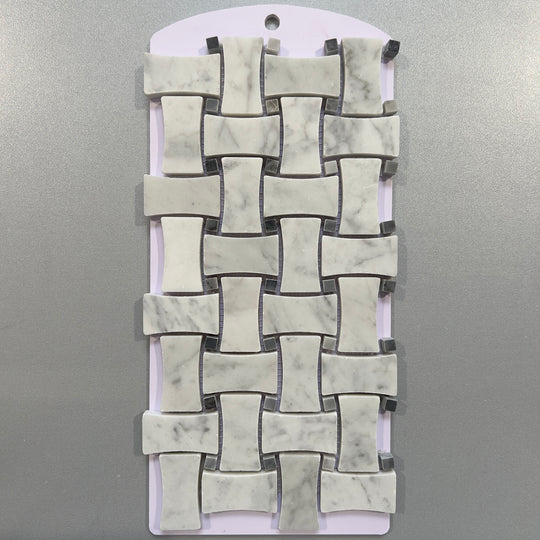 White marble basketweave mosaic - cseb10