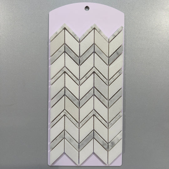 White marble chevron mosaic - cdch03