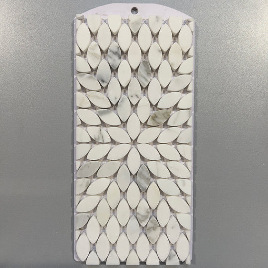 White marble floral mosaic - cmic03lfct