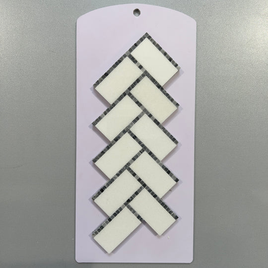 White marble herringbone mosaic - cdch02
