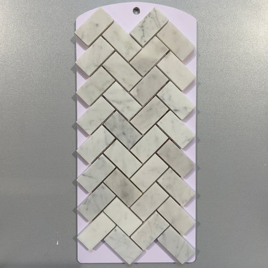 White marble herringbone mosaic - ckbh04p