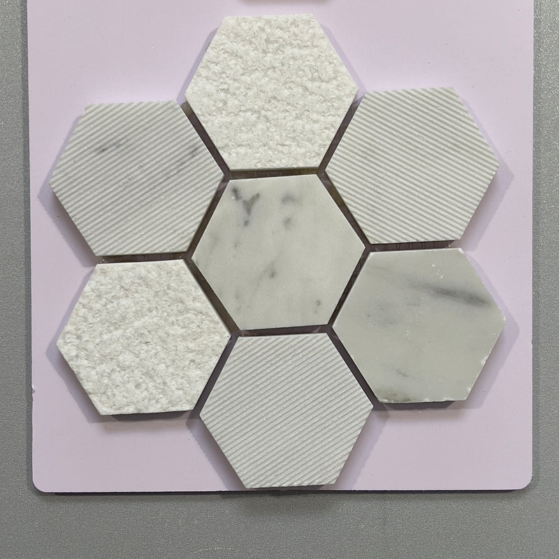 White marble hexagon mosaic - cbl03ca