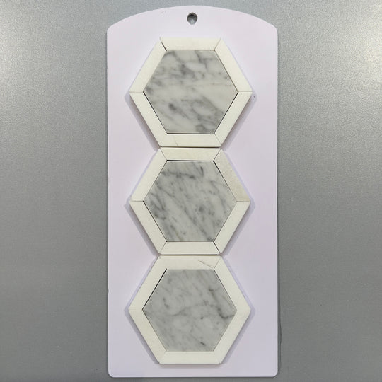 White marble hexagon mosaic - cdcg27