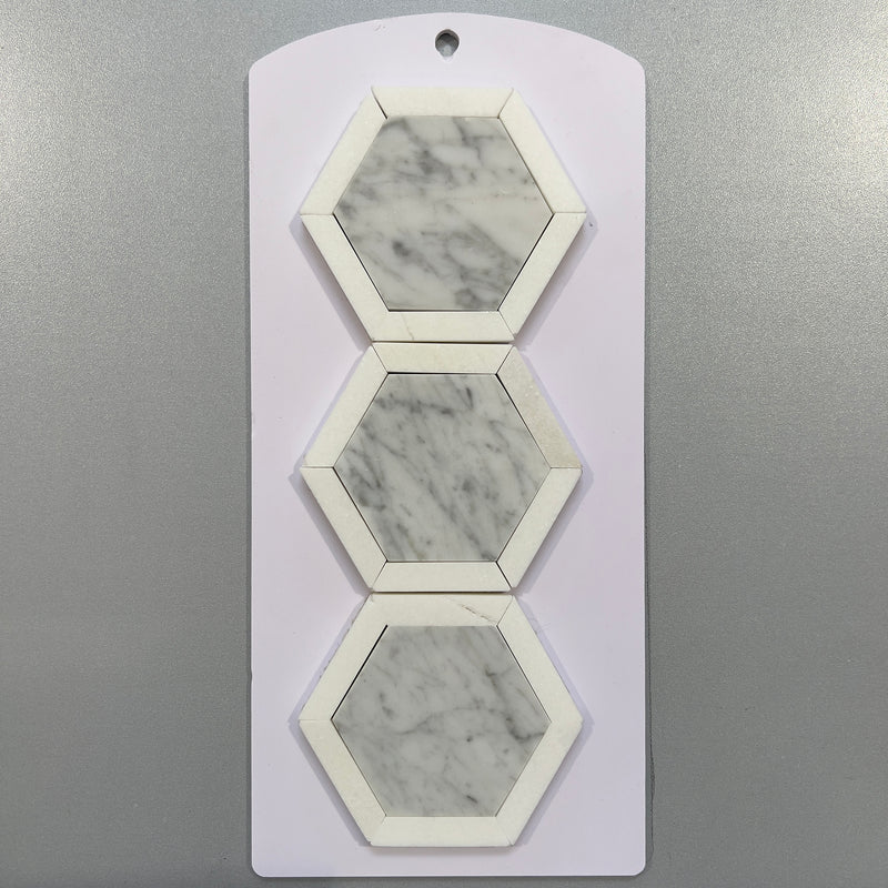 White marble hexagon mosaic - cdcg27