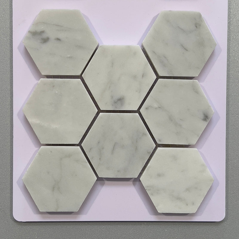 White marble hexagon mosaic - ckbg03p