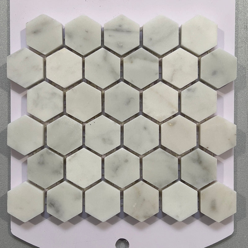 White marble hexagon mosaic/pool tile - ckbg02h