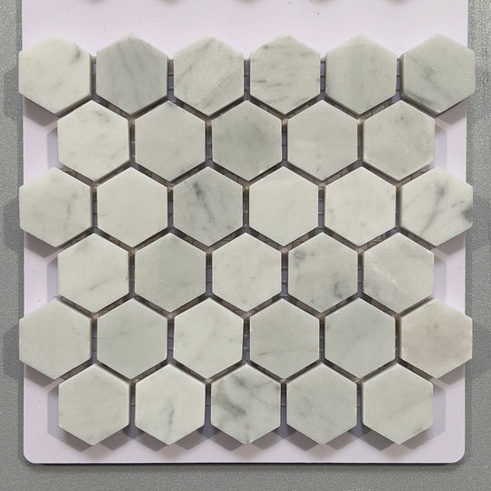 White marble hexagon mosaic/pool tile - ckbg02p