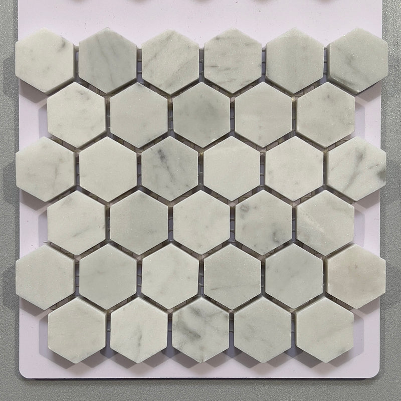 White marble hexagon mosaic/pool tile - ckbg02p