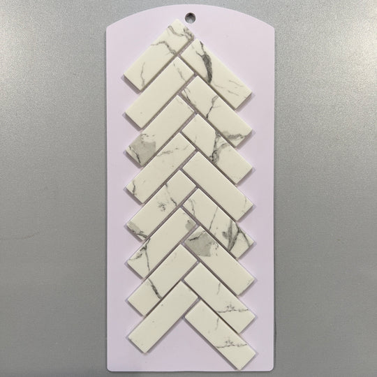 White marble look glass herringbone mosaic/pool tile - cnnc13ca