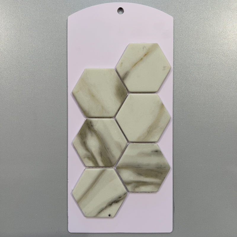 White marble look glass hexagon mosaic/pool tile - cmnh02cl