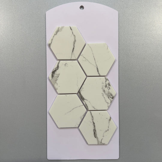 White marble look glass hexagon mosaic/pool tile - cnnh14ca