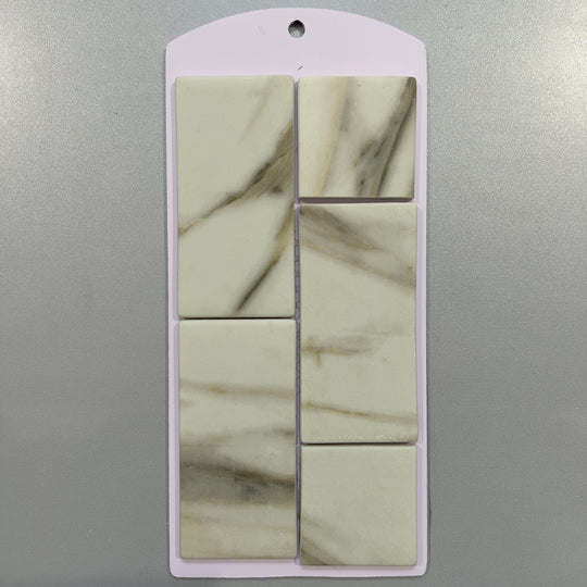 White marble look glass rectangle mosaic/pool tile - cnnr01cl