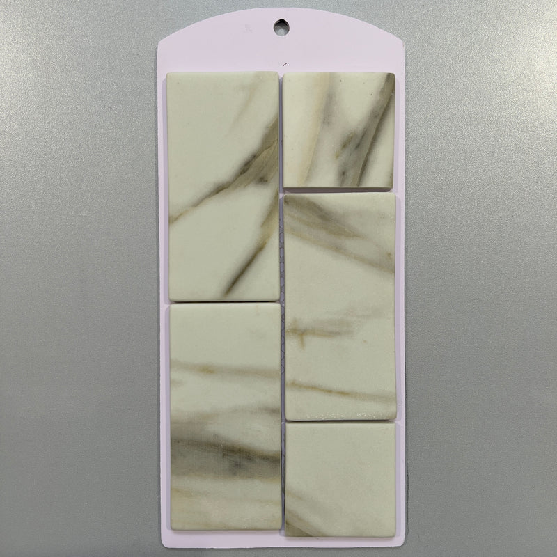 White marble look glass rectangle mosaic/pool tile - cnnr01cl
