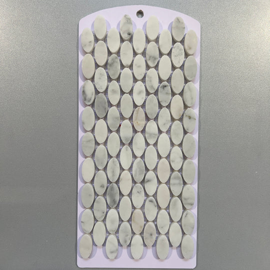 White marble oval mosaic - cdc0v2