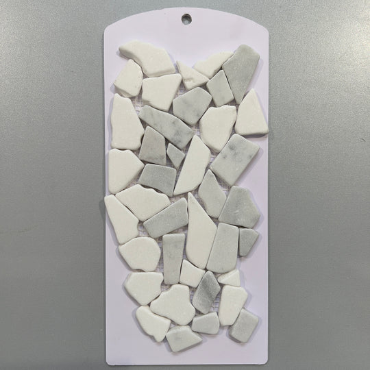 White marble pebble mosaic - cdcpb2