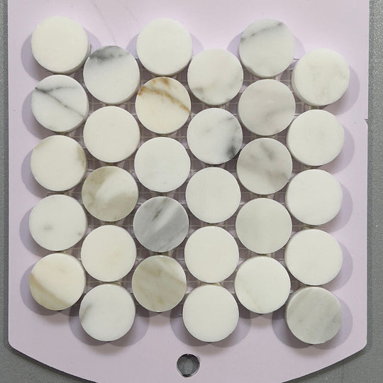 White marble penny round mosaic - ctscp12p