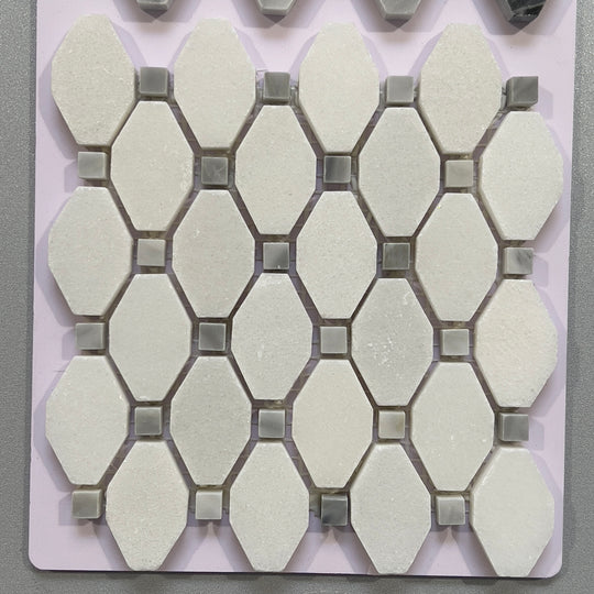 White marble picket mosaic - cdcg20