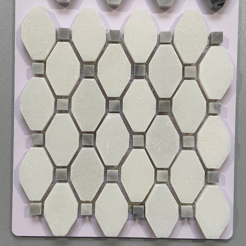 White marble picket mosaic - cdcg20