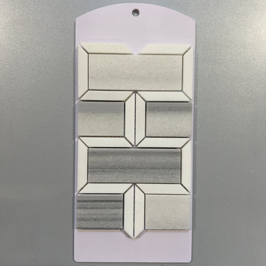 White marble rectangle mosaic - cmrmr05