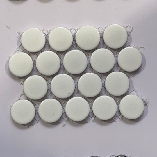 White matte porcelain penny round mosaic/pool tile - corb02wtm