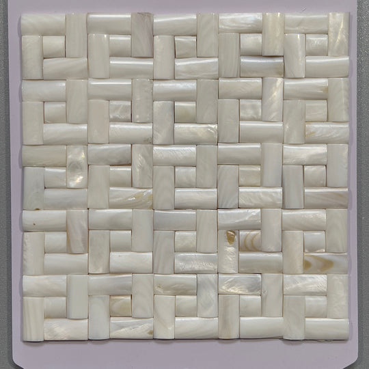 White shell basketweave mosaic - csme004