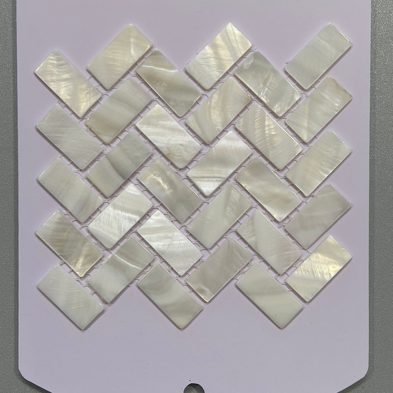White shell herringbone mosaic - csma005