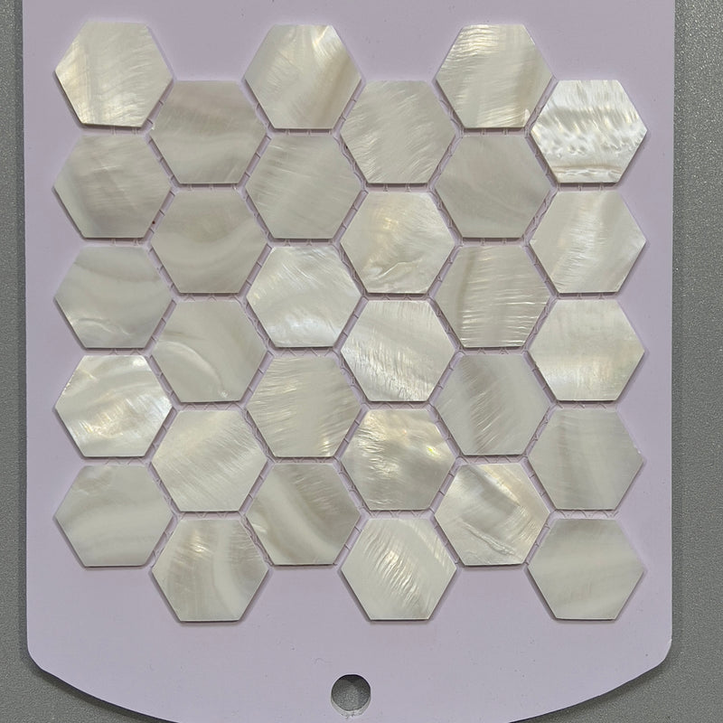 White shell hexagon mosaic - csma007