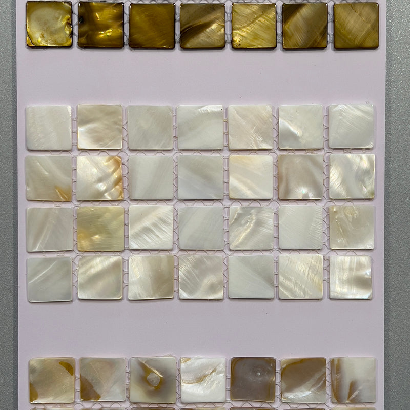 White shell square mosaic - csma002