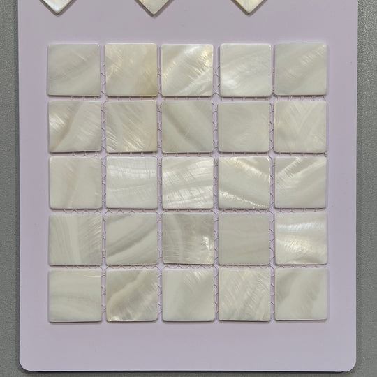 White shell square mosaic - csma008