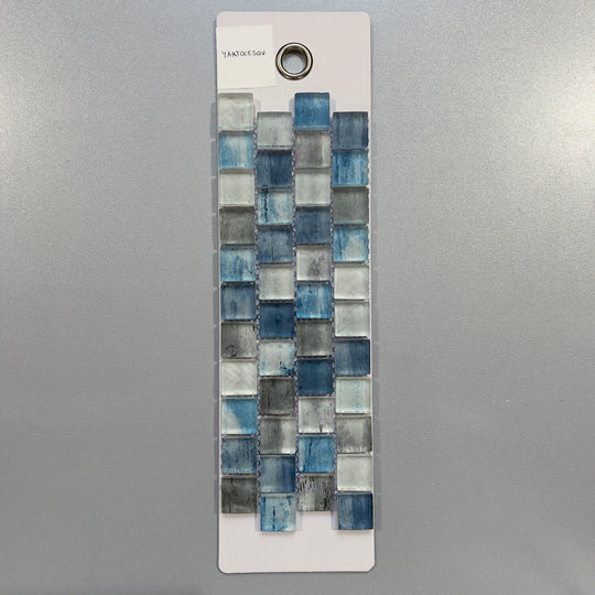 blue glass square mosaic - yartocesqu