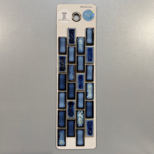 blue linear pool tile mosaic - ybriroyblu