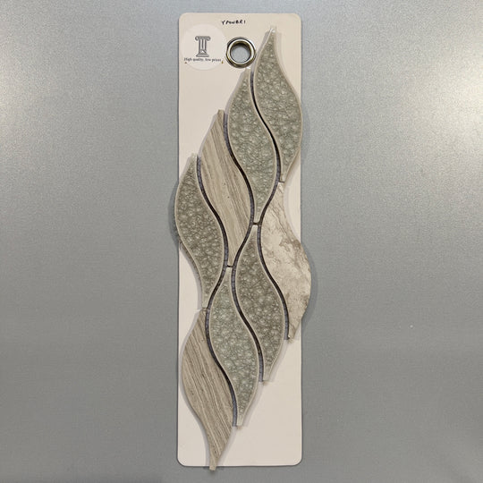 mixed beige decorative stone and marble ripple mosaic - yponbri