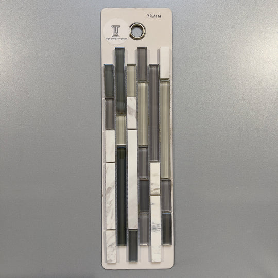 mixed beige glass and marble linear mosaic - yseasta
