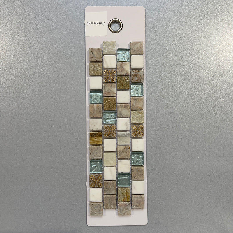 mixed beige glass and marble square mosaic - yselsumnew