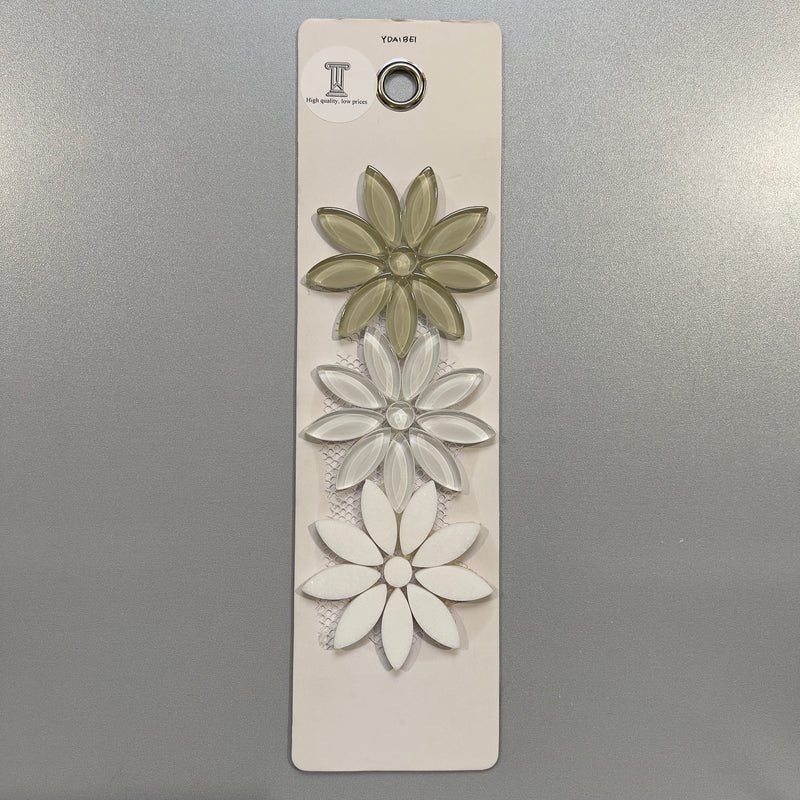 mixed beige marble and glass floral mosaic - ydaibei