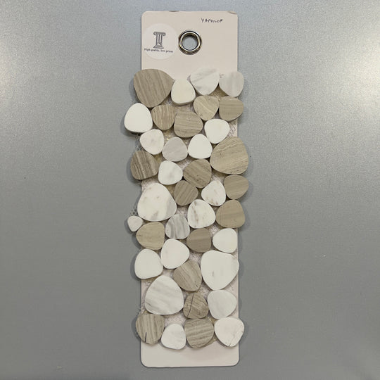 mixed beige marble pebble mosaic - yaphlof