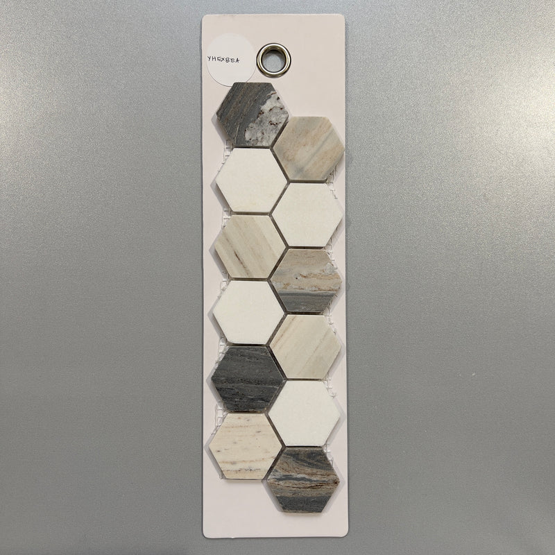 mixed beige stone hexagon mosaic - yhexbea