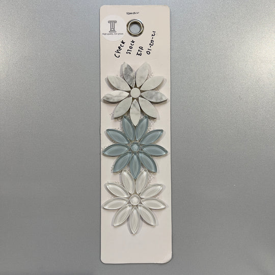 mixed blue glass and marble floral mosaic - ydaiblu